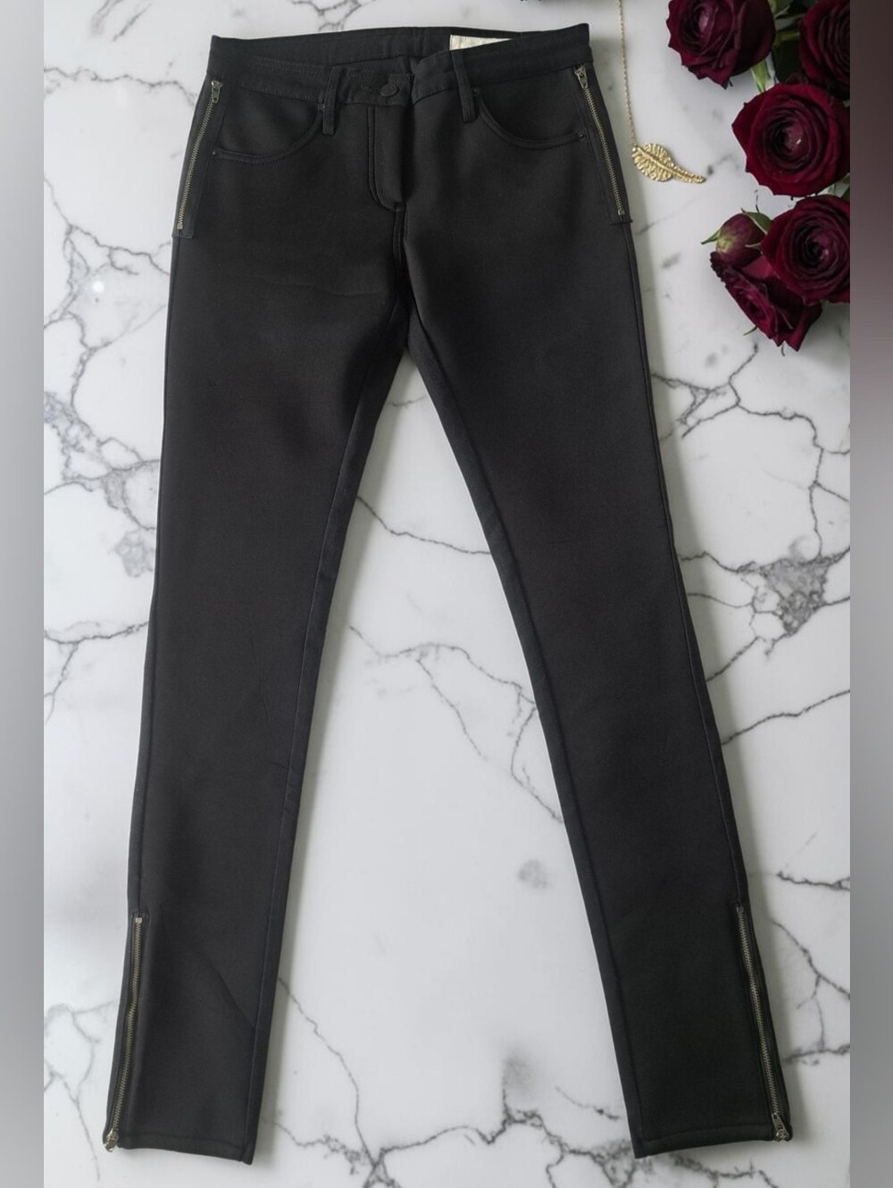 Sass & Bide Black Modal Sleek Zip Ankle Skinny Jeans